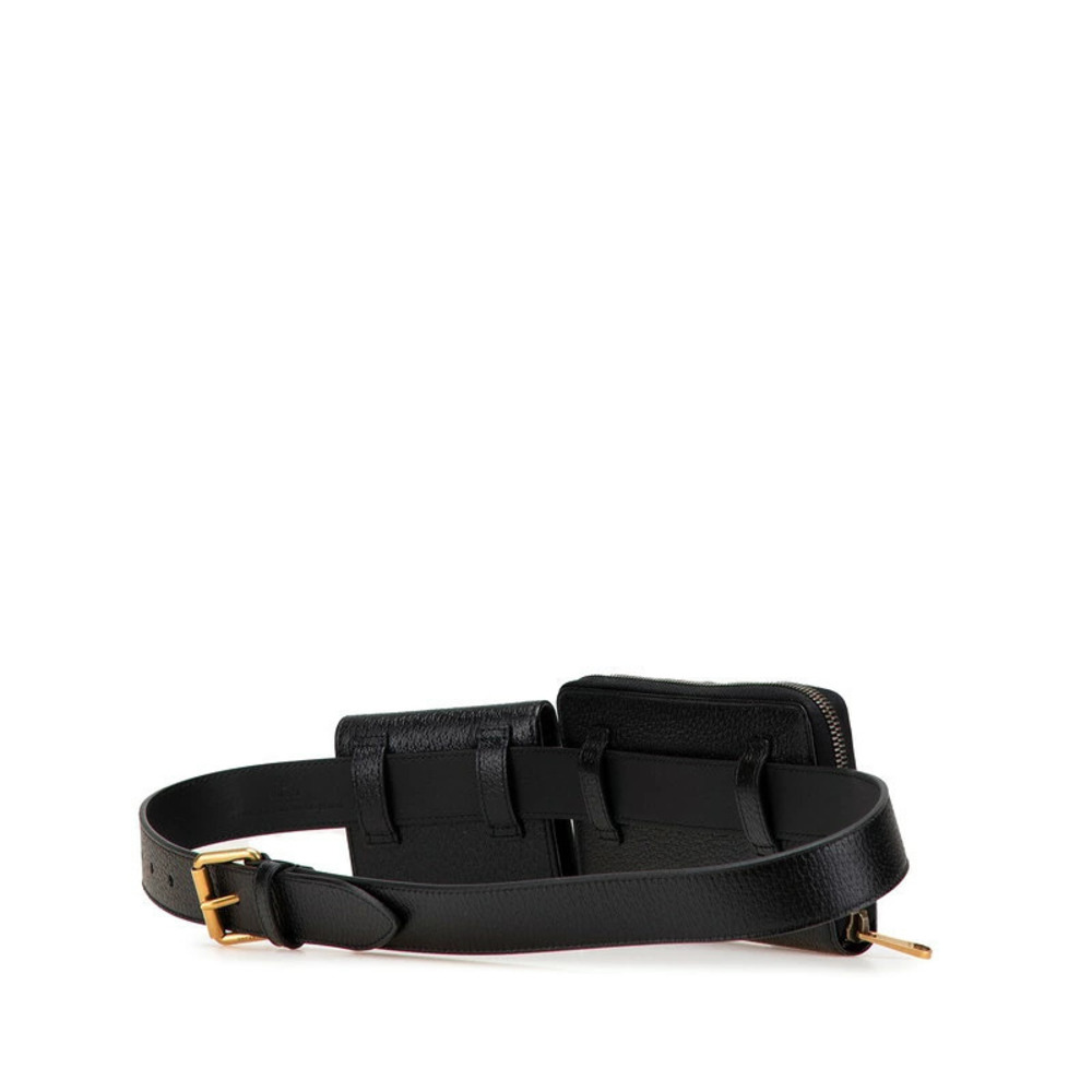 Gucci Belt Bag Leather Marmont Long Waist Black Card GG Wallet Black